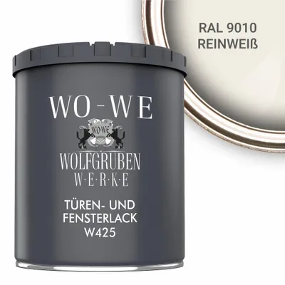 Produktbild von Türen und Fensterlack 3in1 Türenlack Klarlack Holzfenster Farbe W425 Weiß - 750ml