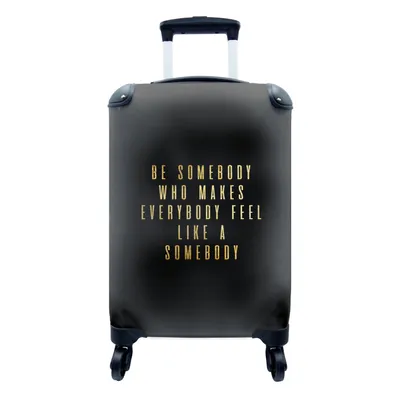 Produktbild von MuchoWow® Koffer Handgepäck Trolley Rollkoffer Kleine Reisekoffer mit 4 Rollen - Zitat - Sprichwörter - Gold - Schwarz - Cabin Size < 55x40x23 cm & 55x40x20 cm - Fotokoffer - Kabinenkoffer - Boardgepäck - Reise-Box - Reisekoffer - Reisegepäck - Koffer mit Bild - Trolley für Kinder