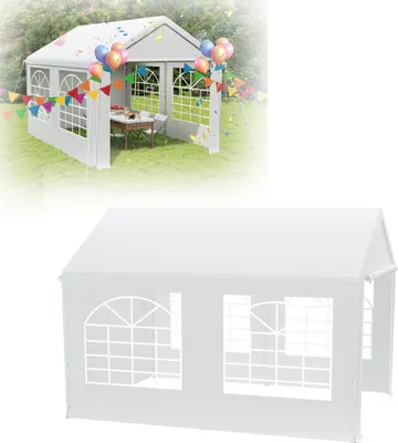 Image de Tente de réception XINZI Pavillon Pavillon de jardin Tente de mariage avec panneaux latéraux amovibles, bâche PE, protection UV, stable et résistante aux intempéries, 3 x 4 m, blanc