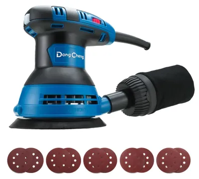 Exzenterschleifer 300 W, 125 mm, 6 Geschwindigkeiten, mit 10 Schleifscheiben