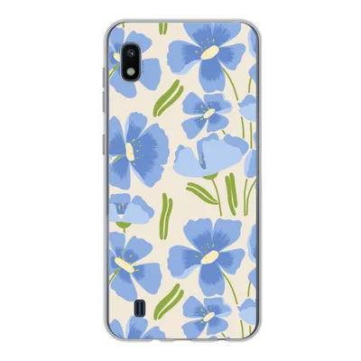 Produktbild von MuchoWow® Handyhülle Schutzhülle Hülle für Samsung Galaxy A10 Blume - Blau - Muster Silikon Softcase Handy Hülle - Schutzhülle