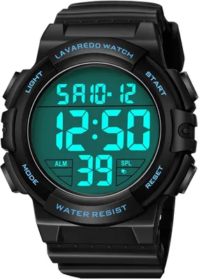 Produktbild von Digitaluhren für Herren mit Leuchtfunktion, 5 ATM wasserdicht, Herren-Digitaluhr, Sportuhr mit Gummiarmband, Armbanduhr mit LED-Anzeige/Alarm/Stoppuhr