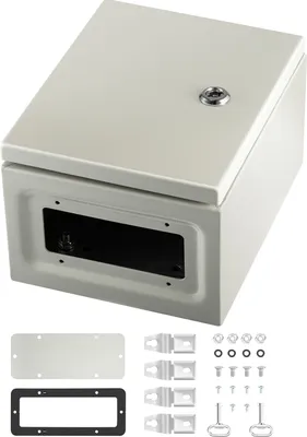 Produktbild von SucceBuy 10x8x6" NEMA 4X Stahlgehäuse, IP66 wasserdichter Schaltkasten, Außen-/Innenanschlusskasten, Montageplatte, 304 Edelstahl, grau