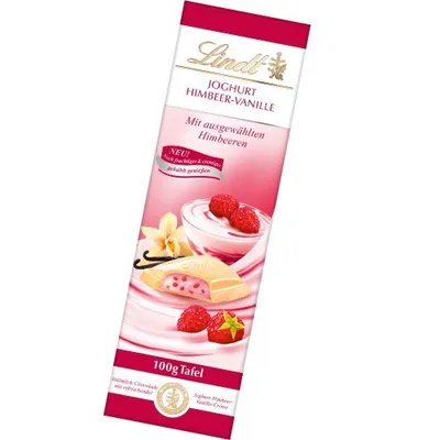 Obrázek produktu pro Jogurt Lindt a Sprüngli malina s vanilkou a bílou čokoládou 100g