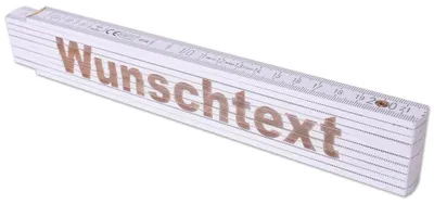 Produktbild von TE-Trend 2m Zollstock Gravur Meterstab Metermaß Gliedermaßstab Maßstab Wunschtext Namen Text 20 Zeichen Geschenk Weiß