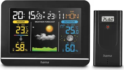 Obrázek produktu pro Hama Usedom, Černá, Vnitřní vlhkoměr, Vnitřní teploměr, Venkovní vlhkoměr, Venkovní teploměr, Vlhkoměr, Teploměr, 20 - 95%, 20 - 95%, 1 °C