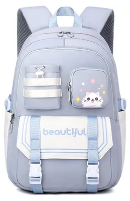 Image de Sac à dos pour enfants, modèle scolaire, pour filles et garçons, sac à dos, pochette pour livres, gris, bleu