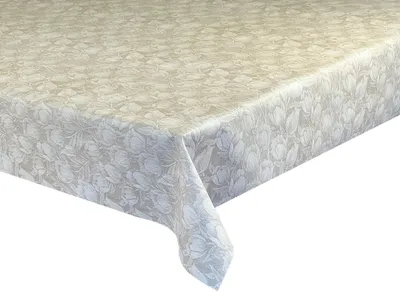 Zdjęcie produktu dla Obrus z ceraty, obrus ogrodowy, wodoodporny, zmywalny, beżowo-szary w kwiaty, BZ-83144-2, 240 x 140 cm