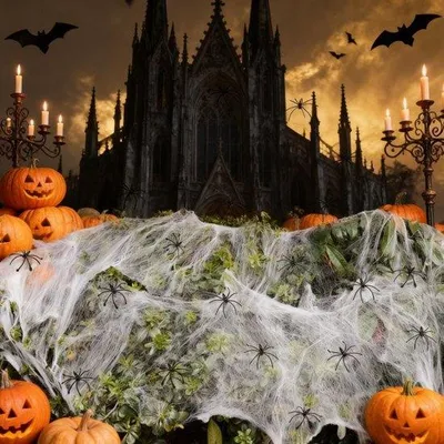 Productafbeelding van Halloween Spinnenweb Set met Kunstspinnen voor Decoratie