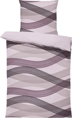 Produktbild von Winter Biber Bettwäsche 135x200 cm Welle lila modern kuschelig Flanell Baumwolle