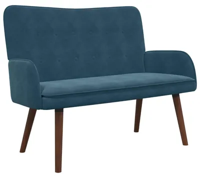 Obrázok produktu pre vidaXL Dvojmiestna sedačka, modrá, 115 x 61 x 87 cm, zamat