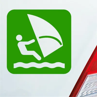 Produktbild von Auto Aufkleber Windsurfer Surfing Wind Surfer Kite Sport 10x10 cm Hellgrün Sticker Heckscheibenaufkleber