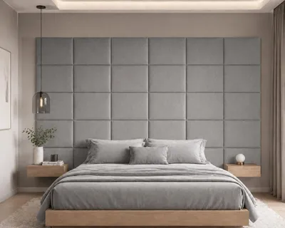 Produktbild von SOFELLO 10er Set Polster Wandpaneele 30x30 cm Grau Wandkissen Bettkopfteil Akustikpaneele