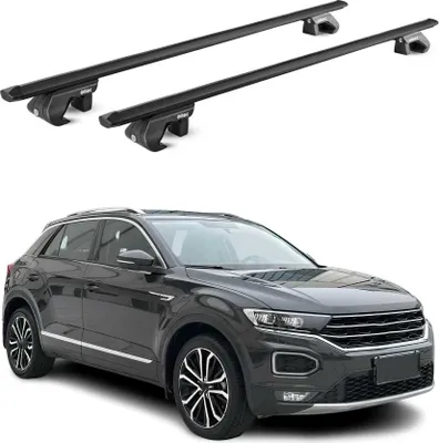 Image de Barres de toit transversales ABE pour VW T-Roc A11 2017-2025 5 P Alu Noir 2x