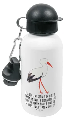 Produktbild von Mr. & Mrs. Panda Trinkflasche Storch - Weiß - Geschenk, Kindergarten, Mütter, Wasserflasche, Geburt, Lustige Sprüche, Kinder, Kita, Baby, Getränkeflasche, Störche, Mutter