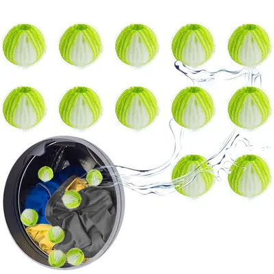 Produktbild von 12er-Set Nylon-Waschbälle, 35 mm groß, für Kleidung, Jacken, Decken, Bettwäsche & Haustierbetten, entfernt effektiv hartnäckige Tierhaare und Fusseln