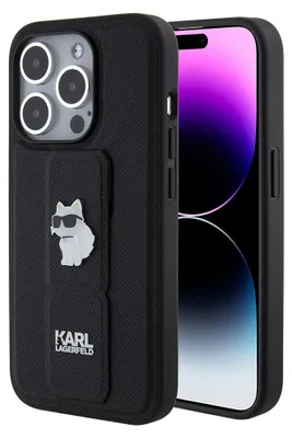 Obrázek produktu pro Karl Lagerfeld Gripstand Saffiano Choupette Pins - pouzdro iPhone 15 Pro (černé)