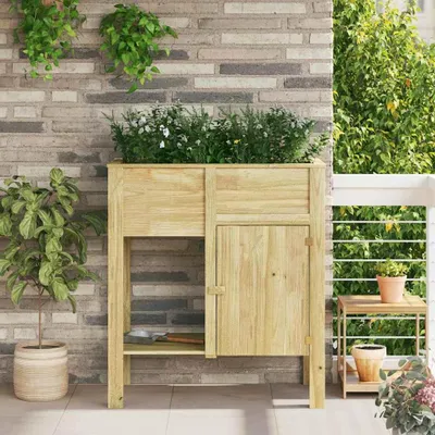 Zdjęcie produktu dla Maison Exclusive – wysoka donica z półką, brązowa, impregnowane drewno sosnowe
