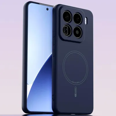 Produktbild von Magnetische Handyhülle für Xiaomi 15 Pro, MagSafe kompatible, Flüssig Silikon Stoßfest Kratzfest Hülle Dunkelblau