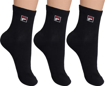 Immagine prodotto di Calzini FILA Quarter Unisex, 3 paia - Calzini corti, sportivi, con logo sul bordo, tinta unita, 35-46 blu navy EU 39-42