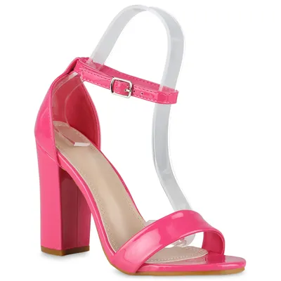 Produktbild von VAN HILL Damen High Heels Sandaletten Blockabsatz Party Riemchen Schuhe 832441, Farbe: Fuchsia, Größe: 36