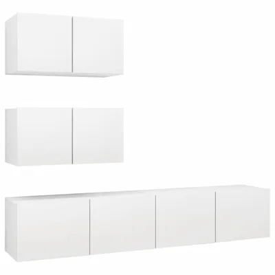 Obrázok produktu pre vidaXL 4-dielna súprava TV skriniek Biely drevený materiál