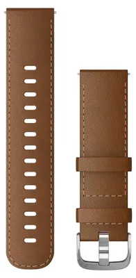 Image de Garmin bracelet de remplacement 22mm cuir brun avec couture/boucle argentée