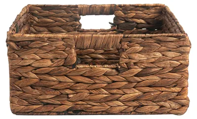 Produktbild von Aufbewahrungskorb LANZI 2er Set braun - geflochten aus Wasserhyazinthe, Aufbewahrungsbox, Organizer, faltbar mit Griffen, Regalkorb 32 x 15 x 32 cm