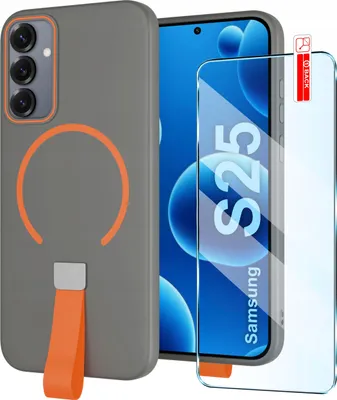 Immagine prodotto di Etui z Paskiem na palec Matowe SZARE do Samsung S25 |do MagSafe +Szkło