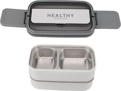 Obrázok produktu pre Dvojvrstvový obedový box 316 z nehrdzavejúcej ocele Prenosný obedový box s príbormi pre prácu v škole 1400 ml biely