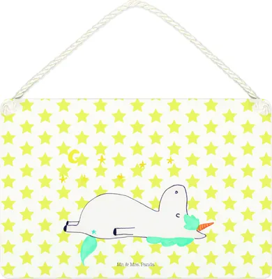 Produktbild von Mr. & Mrs. Panda Schild Einhorn Sternenhimmel DIN A4 - Weiß - Geschenk, wandtafel, Sterne, Einhörner, Unicorn, kleine aufmerksamkeit, Türschild, Deko Wandbild, Verrückt