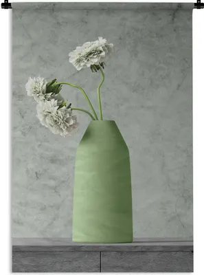 Produktbild von MuchoWow® Wandteppich Wandbehang Blumen - Weiß - Stilleben 60x90 cm Tapisserie Dekoration Wandtuch - Foto-Teppich - Abwaschbar