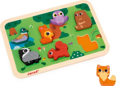 Produktbild von Janod Holzpuzzle Waldtiere - chunky Puzzle 7 TeileHolz