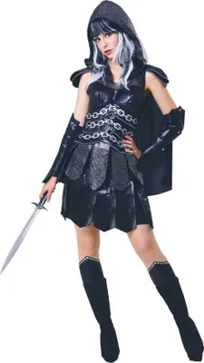 Image de Bristol Novelty Costume Femme Guerrière BN2132 (36-40 FR) (Noir)