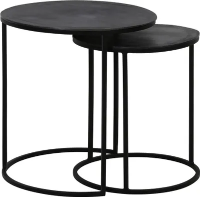 Produktbild von Light & Living Beistelltisch Set von 2 Talca Rau Bleigrau Antik - Ø40x45 cm + Ø49x51 cm