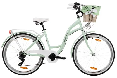 Obrázok produktu pre Goetze Mood 26" mestský bicykel, rám s nízkym nástupom 17", Shimano Tourney 6 rýchlostí, V-Brake, LED osvetlenie, pohodlné sedlo, ratanový košík