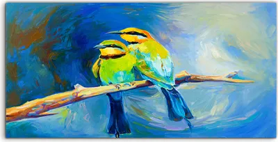Produktbild von Coloray Spritzschutz aus Glas 100x50  Wandkunst Küchenrückwand Kunst Vögel Tiere Impression