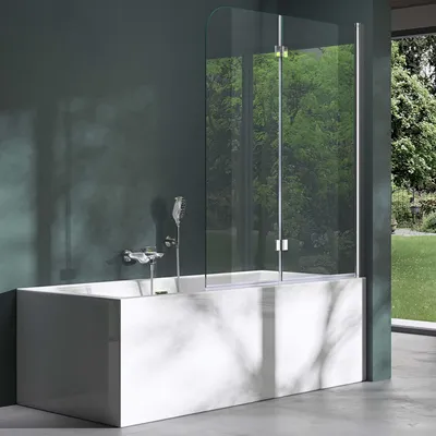 Produktbild von Mai&Mai Duschwand, Sicherheits-Klarglas, 120x140cm, Faltwand für Badewanne, NANO-Versiegelung, DIN EN 12150-1, einfache Montage