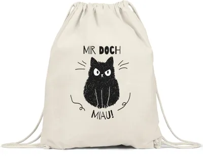 Produktbild von Mir Doch Miau Turnbeutel Gymsack  mit Katzen und Herzen Motiv für Katzenliebhaber Katzenliebe Mieze Büsi