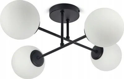 Produktbild von LUXOLAR - Led Deckenleuchte - Deckenlampe 4-flammig schwarz 15 W, G9 - Lampe für wohnzimmer, Weiß Glas Kugeln