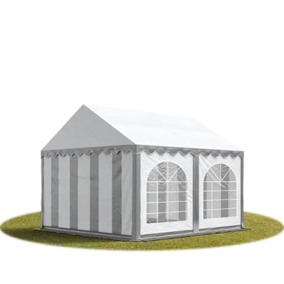 Image de TOOLPORT Tente Barnum de Réception 3x3 m Bâches PVC 750 N gris-blanc Cadre de Sol Jardin