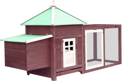 Image de The Living Store Poulailler avec pondoir Moka 190x72x102 cm Sapin massif