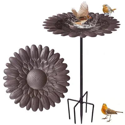 Produktbild von Vogeltränke Stehend Metall Rostfarben Frostsicher 5-Zinken-Basis Garten Hof