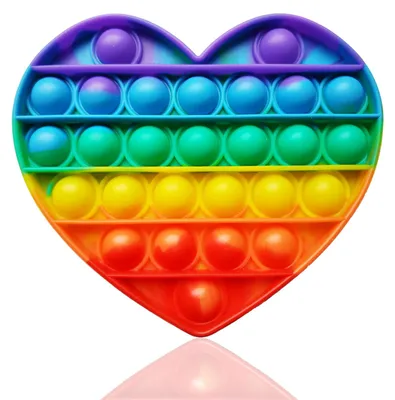 Produktbild von Fidget Toy Push Pop Bubble - Anti Stress Spielzeug - Herz Regenbogen