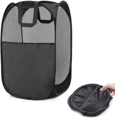 Pop-up Waschkorb zusammenklappbar Oxford-Stoff schwarz 21x19x2,5 cm