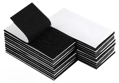 Image de Bande auto-adhésive Velcro - Fixation en nylon extra résistante - Pour une fixation sur surfaces lisses - 20 pièces, 50 mm x 100 mm, noire