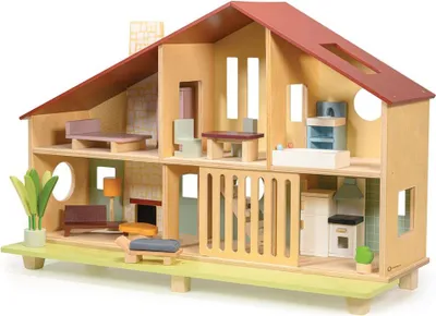 Image de Mentari Maison de poupées en bois Cedar Chalet avec meubles - Jouets éducatifs