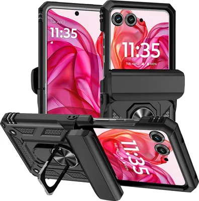 Produktbild von Mobigear Armor Ring  Motorola Razr 50 Hülle Hardcase Backcover Stoßfest mit Ringhalter - Schwarz