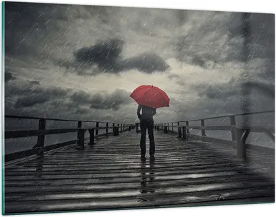Produktbild von Bilder auf glas - Meer Brücke Sturm - 120x80cm - Glasbilder - Wandbilder - Kunstdruck - zum Aufhängen bereit - Wanddekoration aus Glas - Glas Bilder - Wandbild auf Glas - Einteilig - GAA120x80-3684
