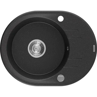 Obrázek produktu pro Mexen Kevin 1-miskový granitový dřez s odkapávačem 586 x 458 mm, Černá/Stříbrná kovová, sifon Chromovaná - 6517581005-73